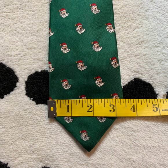 Vintage Christmas Tie Green Silk Daks NY Santa Xmas Classic Necktie USA Made - Picture 6 of 8